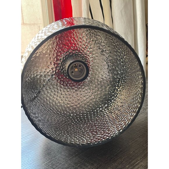 Smoky Gray Hammered Glass Bell Pendant Light | Modern Ceiling Fixture - Picture 10 of 11